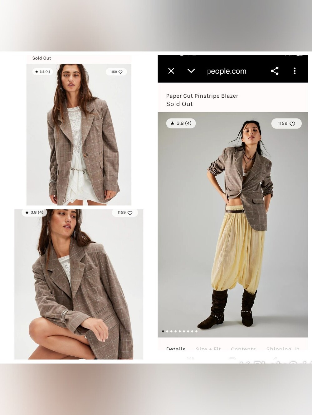 NWT Free People $237 Paper Cut Pinstripe Blazer Small